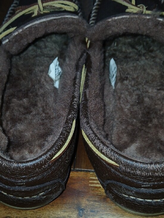 L.L. Bean Brown Leather Shearling-Lined Moccasins main image 6